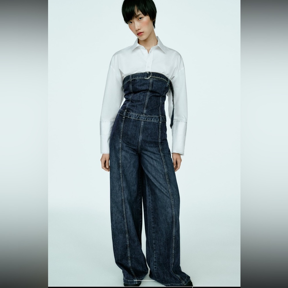 Zara Strapless denim dress